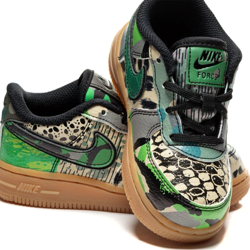 RARE Nike Air Force 1 City of Dreams | US Toddler 7C - Black Green Animal NWOT - Picture 3 of 11